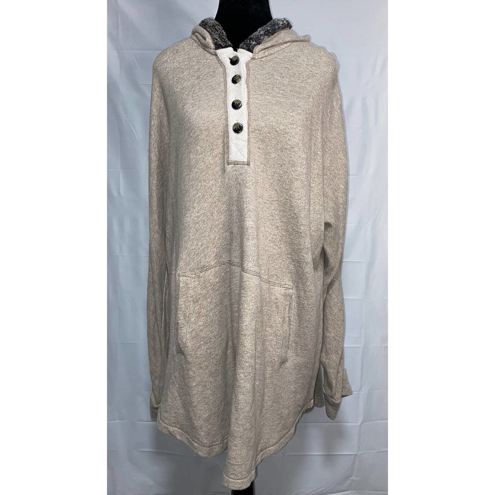 Soft Surroundings Women’s Beige Brown Faux Fur‎ Hoodie Sweatshirt Size Large